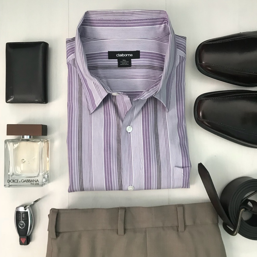 Claiborne | Purple and Brown Dress Shirt
